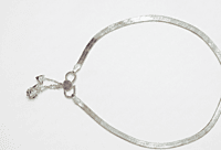 925 Silver Liquid Heart Herringbone Anklet Pair