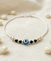 925 Silver Obsidian Eye Talisman Anklet Pair