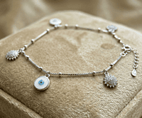 925 Silver Solar Guardian Box Anklet Pair