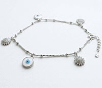 925 Silver Solar Guardian Box Anklet Pair