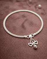 925 Silver Woven Heartbeat Foxtail Anklet Pair