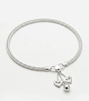 925 Silver Woven Heartbeat Foxtail Anklet Pair