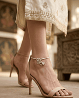 925 Silver Lucky Love Silk-Snake Anklet Pair