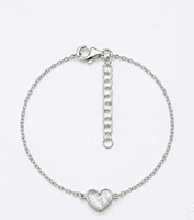 925 Silver Pearlescent Heart Link Anklet Pair
