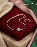 925 Silver Floating Brilliance Solitaire Anklet Pair