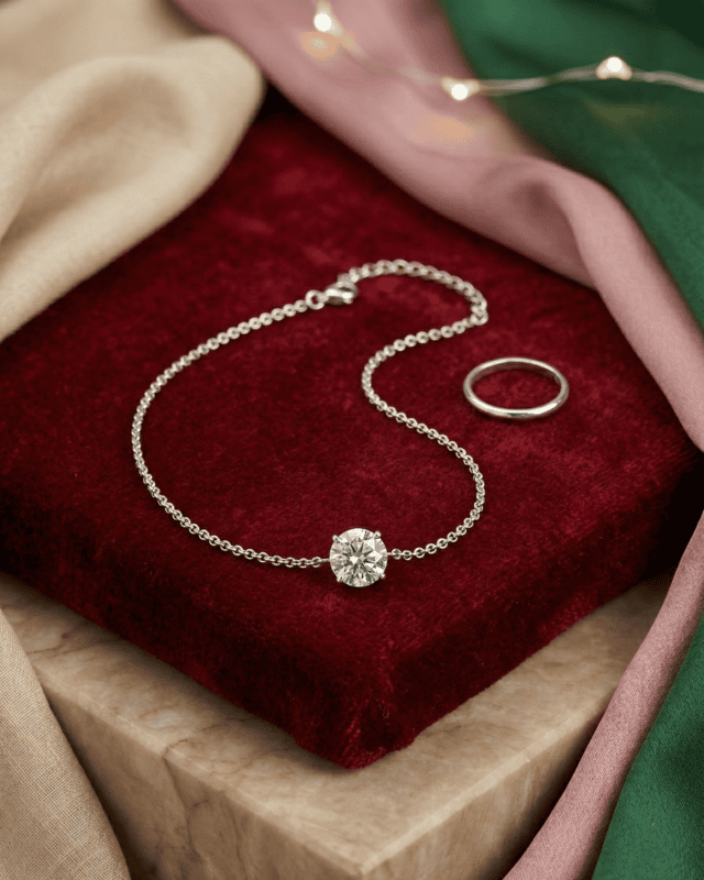 925 Silver Floating Brilliance Solitaire Anklet Pair