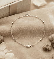 925 Silver Marquise Station Anklet Pair