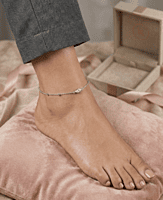 925 Silver Marquise Station Anklet Pair