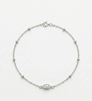 925 Silver Marquise Station Anklet Pair