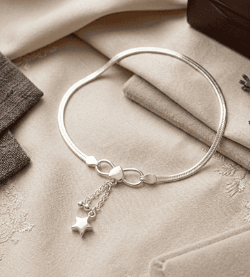 925 Silver Eternal Starscape Anklet Pair