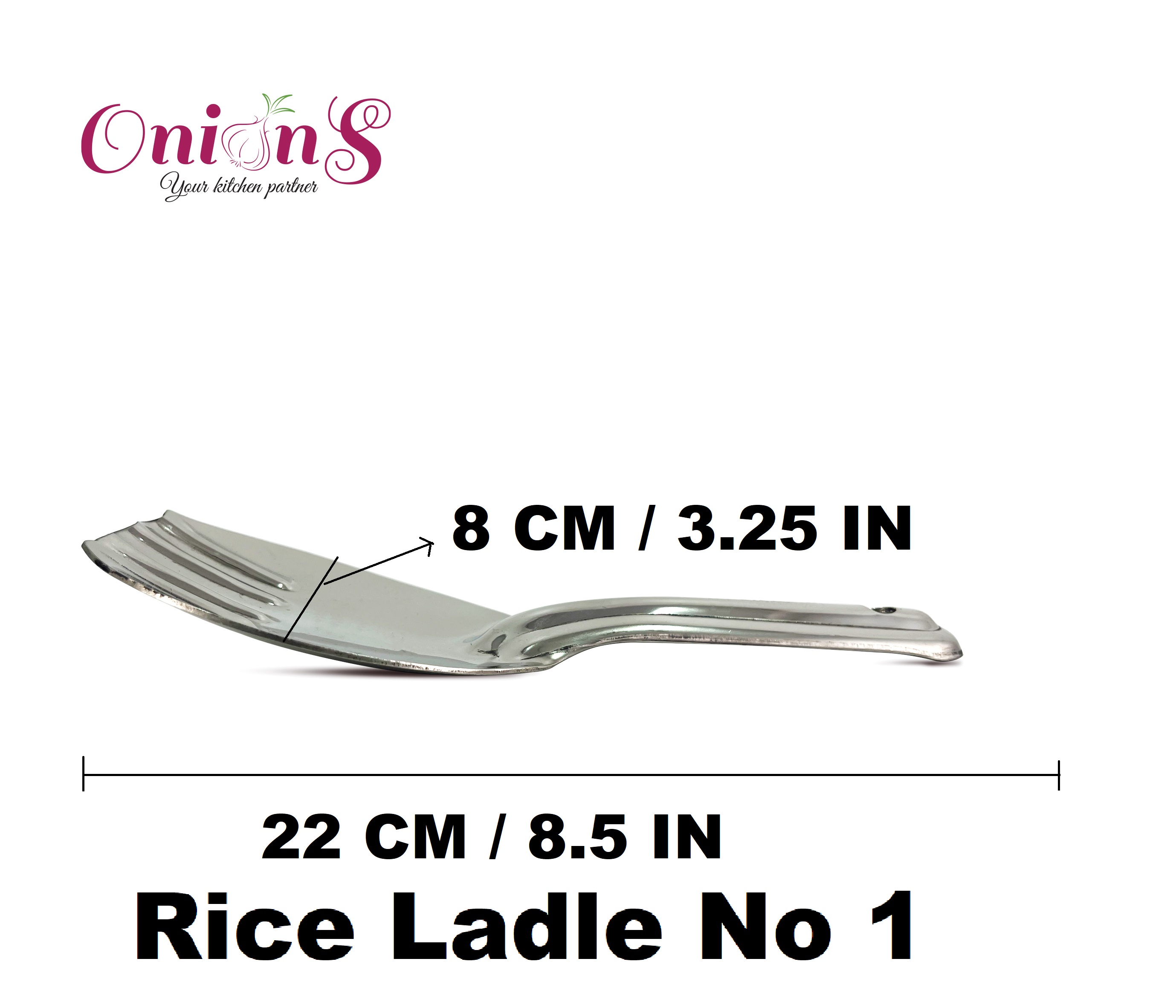 Onions Stainless Steel Rice Ladle – Durable & Rust-Resistant Serving Spoon