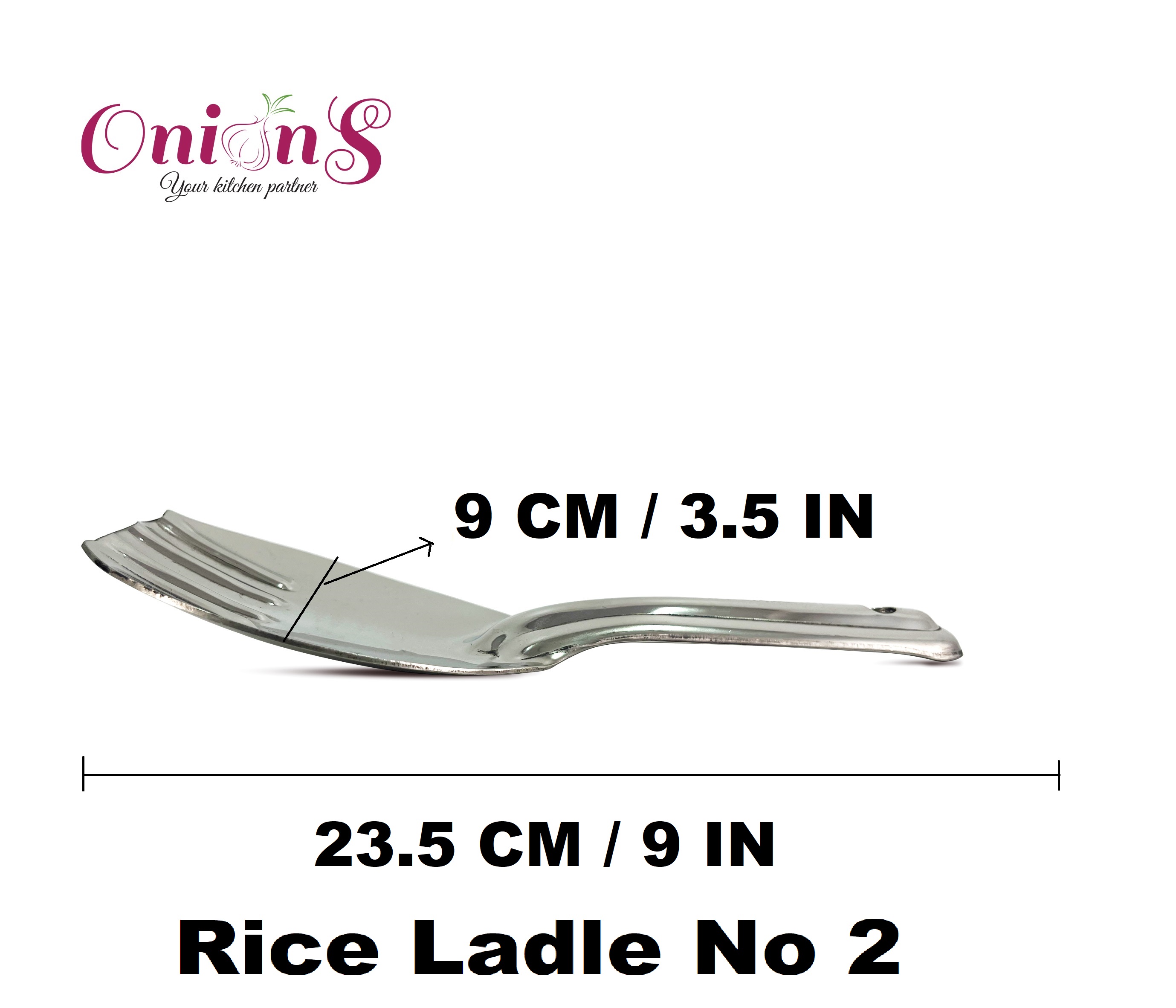 Onions Stainless Steel Rice Ladle – Durable & Rust-Resistant Serving Spoon