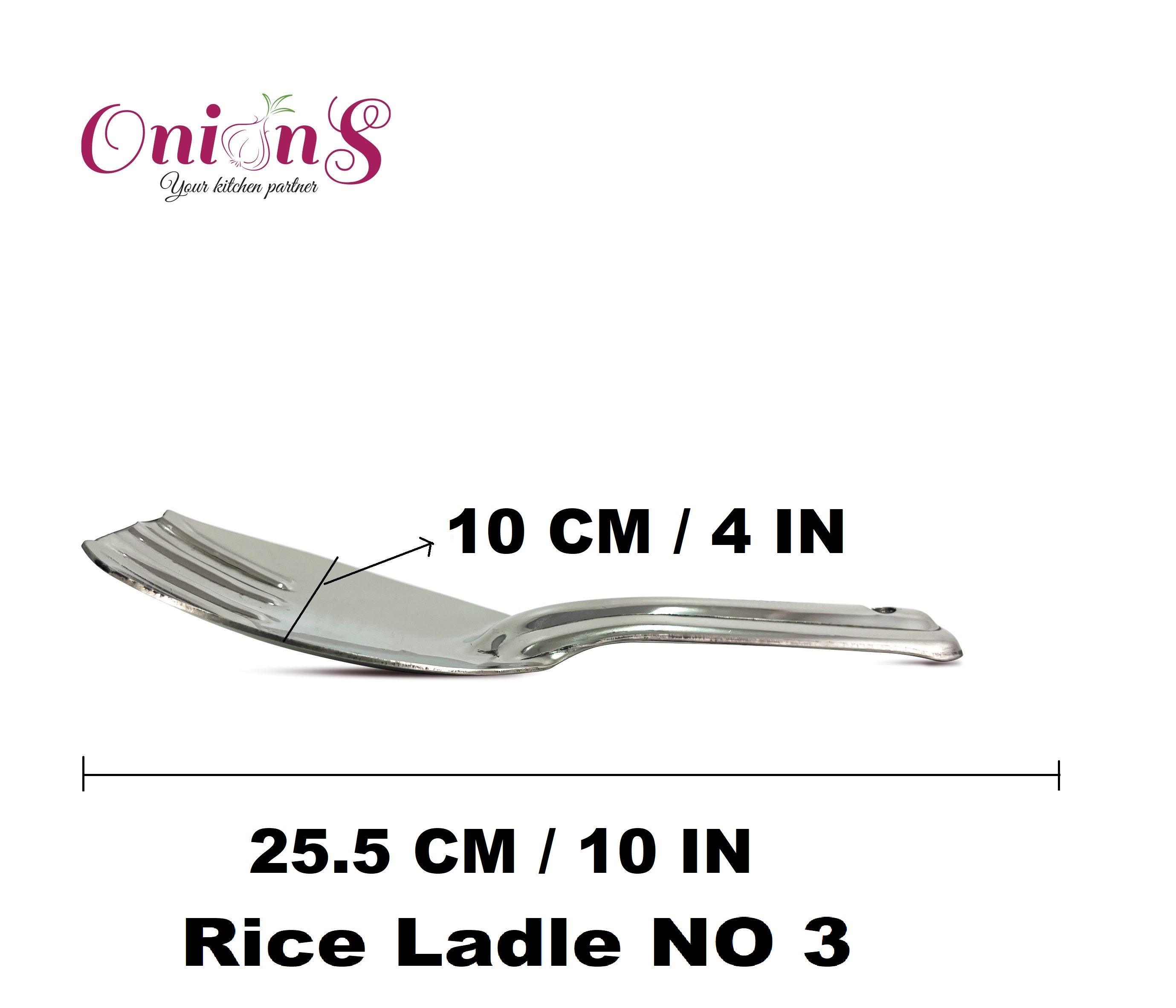 Onions Stainless Steel Rice Ladle – Durable & Rust-Resistant Serving Spoon