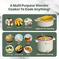 Portronics Any Meal Electric Kettle  – 1.5L Multicook Electric Kettle with Steamer | White