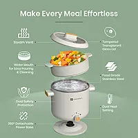 Portronics Any Meal Electric Kettle  – 1.5L Multicook Electric Kettle with Steamer | White