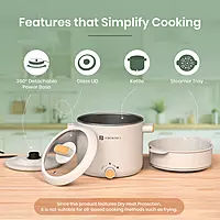 Portronics Any Meal Electric Kettle  – 1.5L Multicook Electric Kettle with Steamer | White