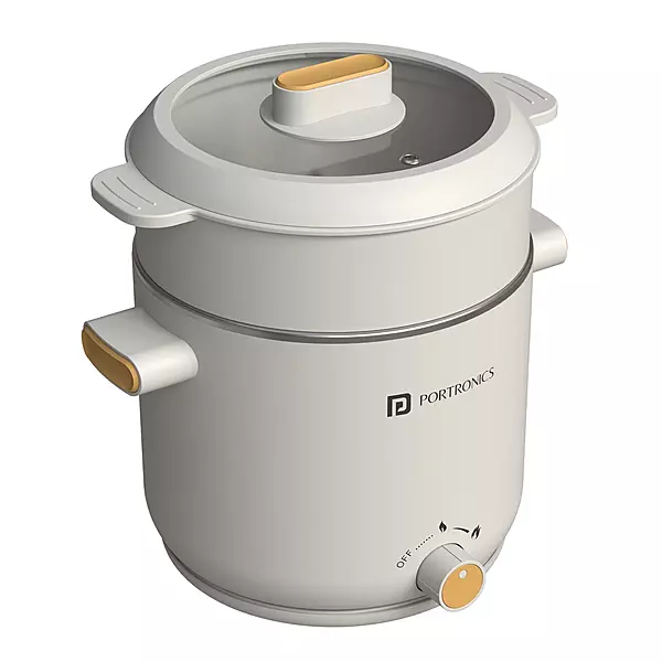 Portronics Any Meal Electric Kettle  – 1.5L Multicook Electric Kettle with Steamer | White