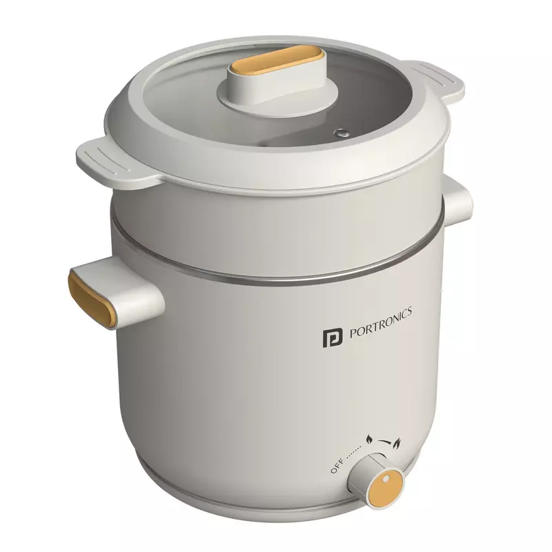 Portronics Any Meal Electric Kettle  – 1.5L Multicook Electric Kettle with Steamer | White