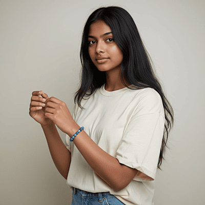 Blue Apatite Nature Crystal Bracelet Blue Apatite Nature Crystal Bracelet