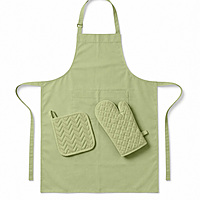 Kitchen Apron with Heat Resistant Glove & Pot Holder Set ( 3 PIECE COMBO )