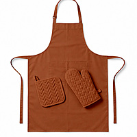 Kitchen Apron with Heat Resistant Glove & Pot Holder Set ( 3 PIECE COMBO )
