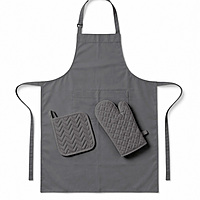 Kitchen Apron with Heat Resistant Glove & Pot Holder Set ( 3 PIECE COMBO )