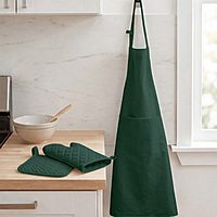 Kitchen Apron with Heat Resistant Glove & Pot Holder Set ( 3 PIECE COMBO )