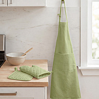 Kitchen Apron with Heat Resistant Glove & Pot Holder Set ( 3 PIECE COMBO )