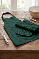 Kitchen Apron with Heat Resistant Glove & Pot Holder Set ( 3 PIECE COMBO )