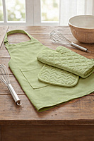 Kitchen Apron with Heat Resistant Glove & Pot Holder Set ( 3 PIECE COMBO )