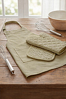 Kitchen Apron with Heat Resistant Glove & Pot Holder Set ( 3 PIECE COMBO )