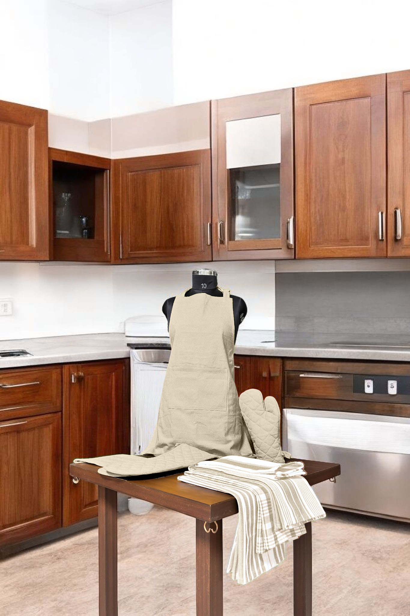 Kitchen Combo Set – Apron, Mitt, Holder & Towels