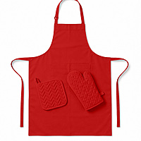 Kitchen Apron with Heat Resistant Glove & Pot Holder Set ( 3 PIECE COMBO )