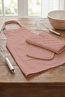 Kitchen Apron with Heat Resistant Glove & Pot Holder Set ( 3 PIECE COMBO )