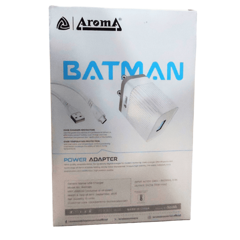 Aroma Batman Power Adapter – USB Type-C | Fast Charging | Compact Design