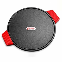 Granny Kitchen Cast Iron Tawa | Pre-Seasoned Heavy Duty Tawa with Silicone Handles