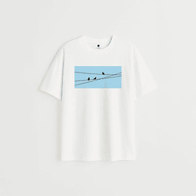 Birds on Wire | Unisex Oversized Graphic Tee | 100% Cotton