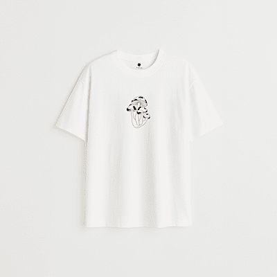 Cute Black Mushroom Oversized T-Shirt | Adorable Unisex Graphic Tee | 100% Cotton