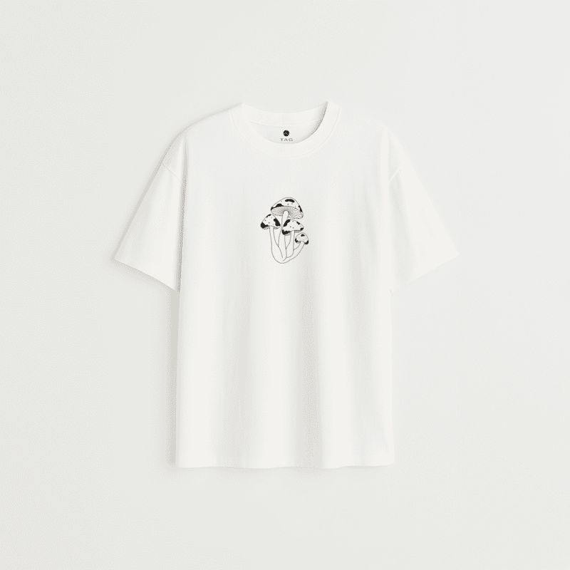 Cute Black Mushroom Oversized T-Shirt | Adorable Unisex Graphic Tee | 100% Cotton