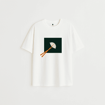 Momo On Chopsticks Unisex Oversized T-Shirt | White | Cute Food Graphic Tee | 100 % Cotton