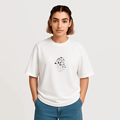 Cute Black Mushroom Oversized T-Shirt | Adorable Unisex Graphic Tee | 100% Cotton