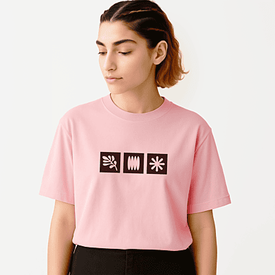 Pink T-Shirt with 3 Black Symbols | Unisex Oversized Graphic Tee | 100 % Cotton