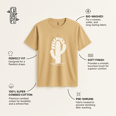 Free Hugs Graphic T-shirt | Light Brown