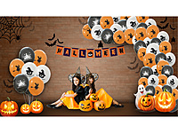 Happy Halloween Printed Balloons Set – 21pcs Spooky Pumpkin, Ghost & Bat Balloons with Banner for Party & Event Décor