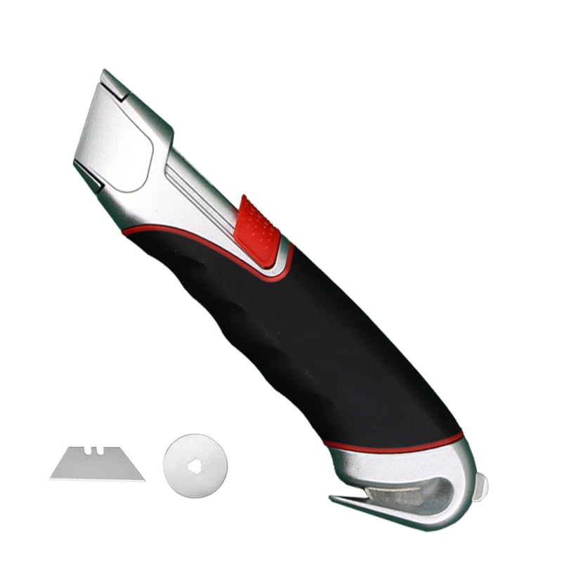 Safety knife | Auto Retractable Aluminium alloy | TPR Grip Handle  | 10 nos of spare blade | SRVM 1212