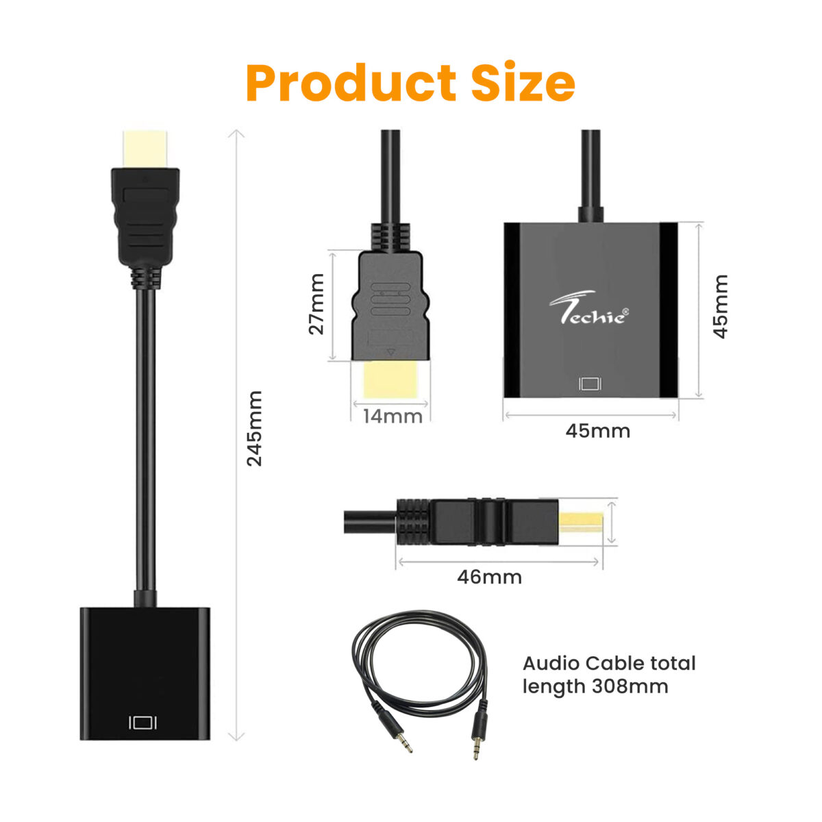 Techie HDMI to VGA with Audio Converter (CONV5)