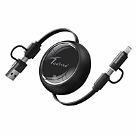 Techie TRC100B 4 in 1 Retracable Cable, 1M
