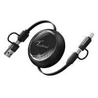 Techie TRC100B 4 in 1 Retracable Cable, 1M