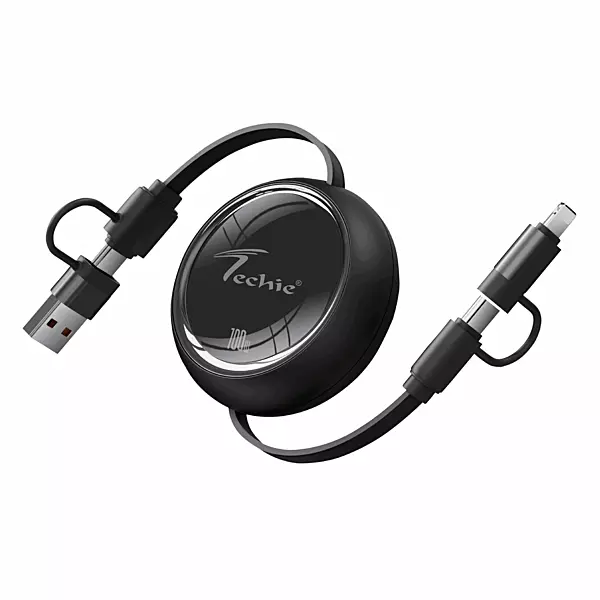 Techie TRC100B 4 in 1 Retracable Cable, 1M