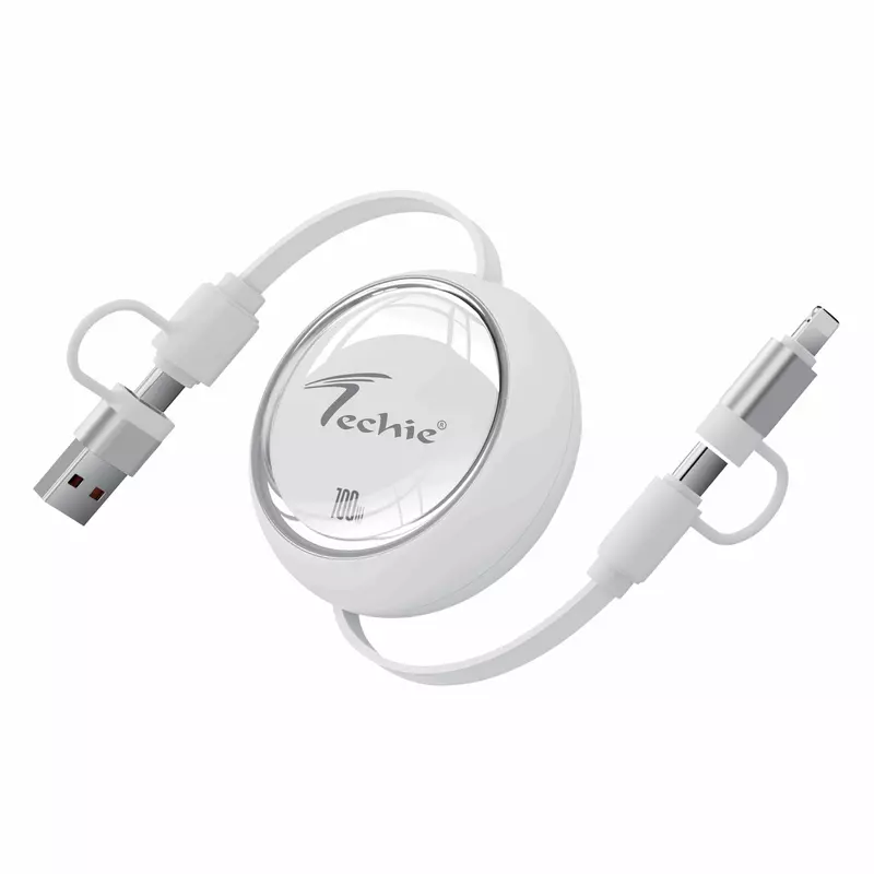 Techie TRC100W 4 in 1 Retracable Cable, 1M